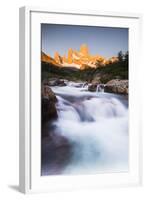 Sunrise Mount Fitz Roy (Cerro Chalten) and Waterfall on Lago De Los Tres Hike, Patagonia, Argentina-Matthew Williams-Ellis-Framed Photographic Print