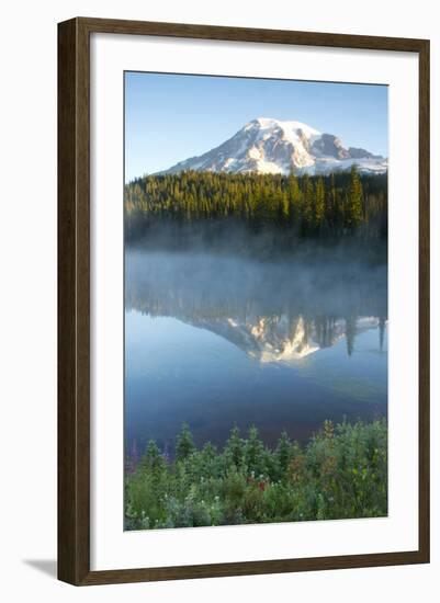 Sunrise, Mount Rainier, Reflection Lake, Mount Rainier NP, Washington-Michel Hersen-Framed Photographic Print