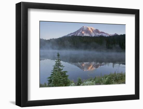 Sunrise, Mount Rainier, Reflection Lake, Mount Rainier NP, Washington-Michel Hersen-Framed Photographic Print