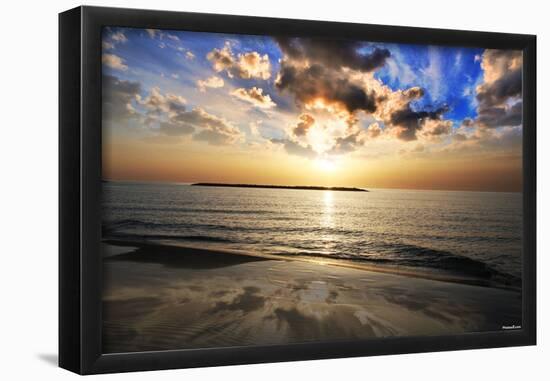 Sunrise (Ocean and Clouds, Orange and Blue) Art Poster Print-null-Framed Poster
