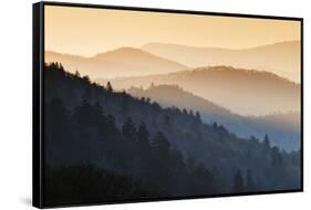 Sunrise, Oconaluftee Overlook, Great Smoky Mountains National Park, North Carolina, USA-null-Framed Stretched Canvas