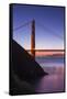 Sunrise Of A Single Bridge Of The Golden Gate Bridge, With The San Francisco Skyline And Bay Bridge-Joe Azure-Framed Stretched Canvas