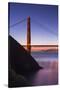 Sunrise Of A Single Bridge Of The Golden Gate Bridge, With The San Francisco Skyline And Bay Bridge-Joe Azure-Stretched Canvas