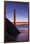 Sunrise Of A Single Bridge Of The Golden Gate Bridge, With The San Francisco Skyline And Bay Bridge-Joe Azure-Framed Photographic Print