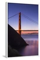 Sunrise Of A Single Bridge Of The Golden Gate Bridge, With The San Francisco Skyline And Bay Bridge-Joe Azure-Framed Photographic Print