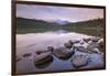 Sunrise on a beautiful reflective lake in the Canadian Rockies, Jasper National Park-Adam Burton-Framed Photographic Print