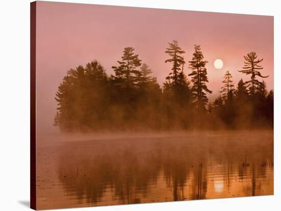 Sunrise on a Lake, Adirondack Park, New York, USA-Jay O'brien-Stretched Canvas