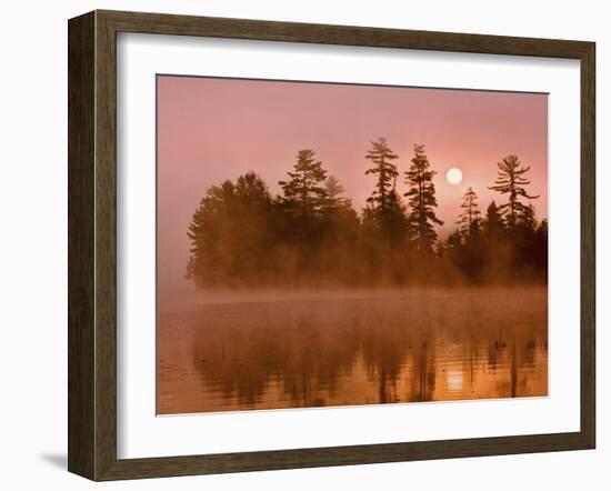 Sunrise on a Lake, Adirondack Park, New York, USA-Jay O'brien-Framed Photographic Print