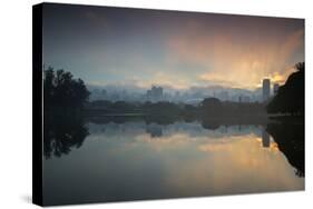 Sunrise on a Lake in Sao Paulo's Ibirapuera Park-Alex Saberi-Stretched Canvas