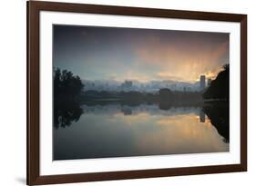 Sunrise on a Lake in Sao Paulo's Ibirapuera Park-Alex Saberi-Framed Photographic Print