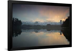 Sunrise on a Lake in Sao Paulo's Ibirapuera Park-Alex Saberi-Framed Photographic Print