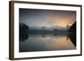 Sunrise on a Lake in Sao Paulo's Ibirapuera Park-Alex Saberi-Framed Photographic Print