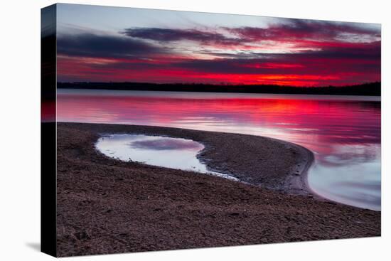 Sunrise on A Sandy Shoreline of Longview Lake in Kansas City-tomofbluesprings-Stretched Canvas