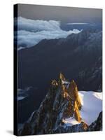 Sunrise on Aiguille Du Midi Cable Car Station, Mont Blanc Range, Chamonix, French Alps, France-Christian Kober-Stretched Canvas