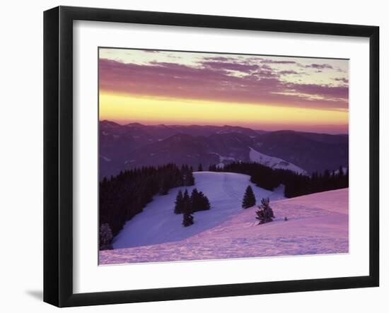 Sunrise on Belchen Mountain in Winter, Black Forest, Baden Wurttemberg, Germany, Europe-Marcus Lange-Framed Photographic Print