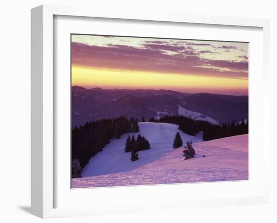 Sunrise on Belchen Mountain in Winter, Black Forest, Baden Wurttemberg, Germany, Europe-Marcus Lange-Framed Photographic Print