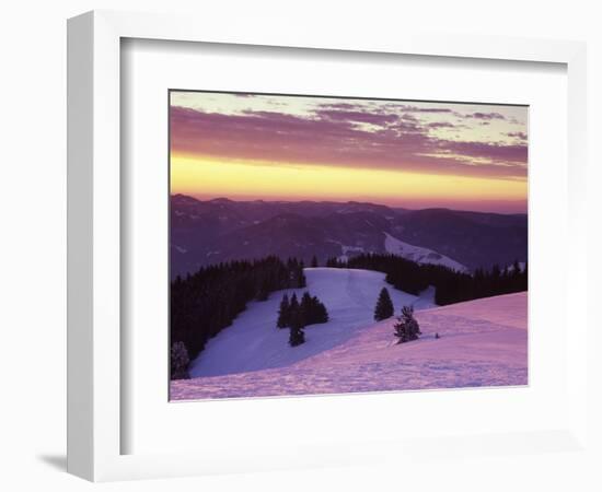 Sunrise on Belchen Mountain in Winter, Black Forest, Baden Wurttemberg, Germany, Europe-Marcus Lange-Framed Photographic Print