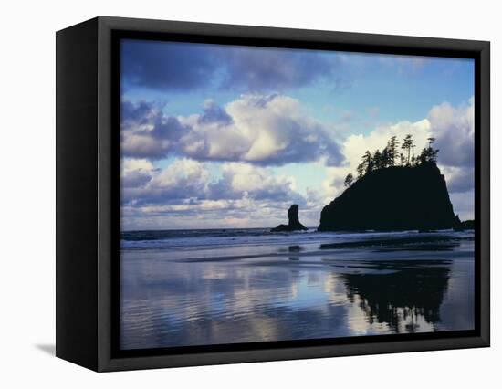 Sunrise on coast, Olympic National Park, Washington, USA-Charles Gurche-Framed Stretched Canvas