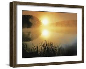 Sunrise on Fairy Stone Lake, Fairy Stone State Park, Virginia, USA-Charles Gurche-Framed Premium Photographic Print