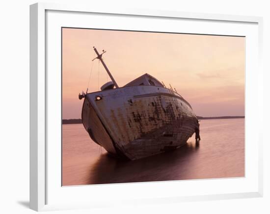 Sunrise on Fishing Boat Washed Ashore During Hurricane Opal, Pensacola Bay, Florida, USA-Maresa Pryor-Framed Photographic Print