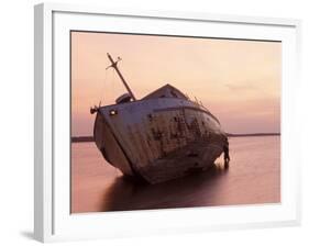 Sunrise on Fishing Boat Washed Ashore During Hurricane Opal, Pensacola Bay, Florida, USA-Maresa Pryor-Framed Photographic Print