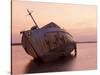 Sunrise on Fishing Boat Washed Ashore During Hurricane Opal, Pensacola Bay, Florida, USA-Maresa Pryor-Stretched Canvas