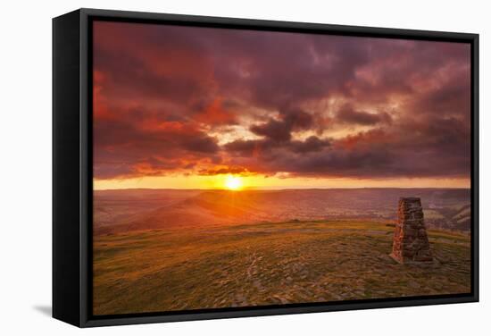 Sunrise on Great Ridge, Mam Tor, Hope Valley, Peak District National Park, Derbyshire-Neale Clark-Framed Stretched Canvas