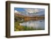 Sunrise on Hallett Peak and Flattop Mountain above Sprague Lake in Rocky Mountain NP, Colorado, USA-Chuck Haney-Framed Photographic Print