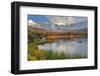 Sunrise on Hallett Peak and Flattop Mountain above Sprague Lake in Rocky Mountain NP, Colorado, USA-Chuck Haney-Framed Photographic Print