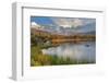 Sunrise on Hallett Peak and Flattop Mountain above Sprague Lake in Rocky Mountain NP, Colorado, USA-Chuck Haney-Framed Photographic Print