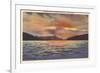 Sunrise on Lake George, New York-null-Framed Premium Giclee Print