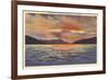 Sunrise on Lake George, New York-null-Framed Premium Giclee Print