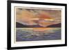 Sunrise on Lake George, New York-null-Framed Premium Giclee Print