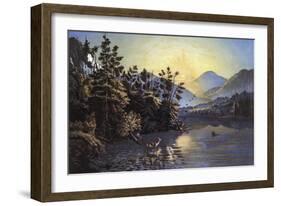 Sunrise on Lake Saranac-Currier & Ives-Framed Giclee Print