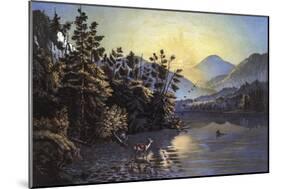 Sunrise on Lake Saranac-Currier & Ives-Mounted Giclee Print