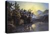 Sunrise on Lake Saranac-Currier & Ives-Stretched Canvas