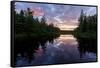 Sunrise on Little Berry Pond in Maine's Northern Forest-Jerry & Marcy Monkman-Framed Stretched Canvas