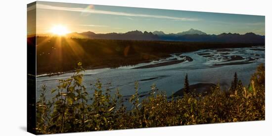 Sunrise on Mnt Denali, Trapper Creek pullout view, Alaska near Mount Denali Lodge-null-Stretched Canvas