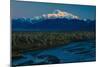 Sunrise on Mnt Denali, Trapper Creek pullout view, Alaska near Mount Denali Lodge-null-Mounted Photographic Print