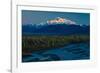 Sunrise on Mnt Denali, Trapper Creek pullout view, Alaska near Mount Denali Lodge-null-Framed Photographic Print
