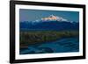 Sunrise on Mnt Denali, Trapper Creek pullout view, Alaska near Mount Denali Lodge-null-Framed Photographic Print