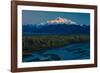 Sunrise on Mnt Denali, Trapper Creek pullout view, Alaska near Mount Denali Lodge-null-Framed Photographic Print