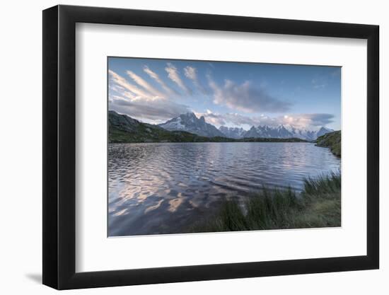 Sunrise on Mont Blanc massif seen from Lacs De Cheserys, Chamonix, Haute Savoie, French Alps, Franc-Roberto Moiola-Framed Photographic Print