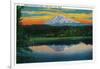 Sunrise on Mount Adams from Trout Lake, WA - Mt. Adams, WA-Lantern Press-Framed Art Print