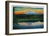 Sunrise on Mount Adams from Trout Lake, WA - Mt. Adams, WA-Lantern Press-Framed Art Print