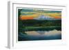 Sunrise on Mount Adams from Trout Lake, WA - Mt. Adams, WA-Lantern Press-Framed Art Print