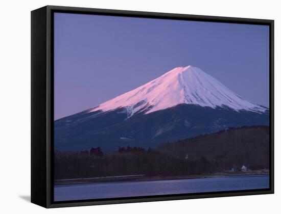 Sunrise on Mount Fuji from Lake Kawaguchi, Yamanashi Prefecture, Japan-Nigel Blythe-Framed Stretched Canvas