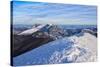 Sunrise on Mountain Catria from the summit of Cucco in winter, Apennines, Umbria, Italy, Europe-Lorenzo Mattei-Stretched Canvas