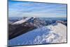 Sunrise on Mountain Catria from the summit of Cucco in winter, Apennines, Umbria, Italy, Europe-Lorenzo Mattei-Mounted Photographic Print