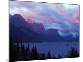 Sunrise on Peaks in Glacier National Park, Montana, USA-Steve Kazlowski-Mounted Photographic Print